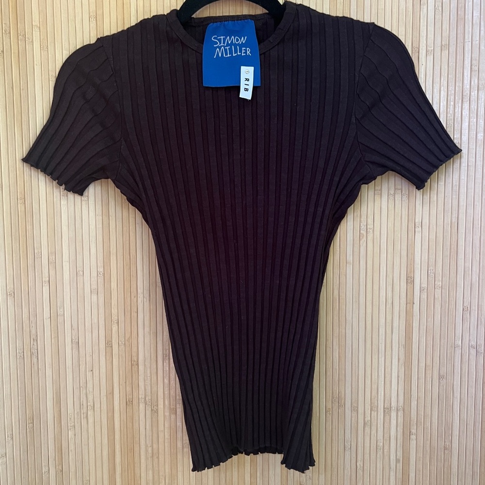 Simon Miller Black Ribbed Polo T-Shirt